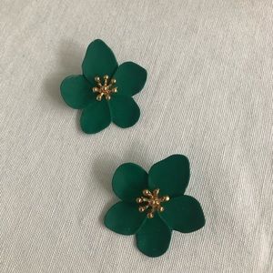 Green clay flower earrings